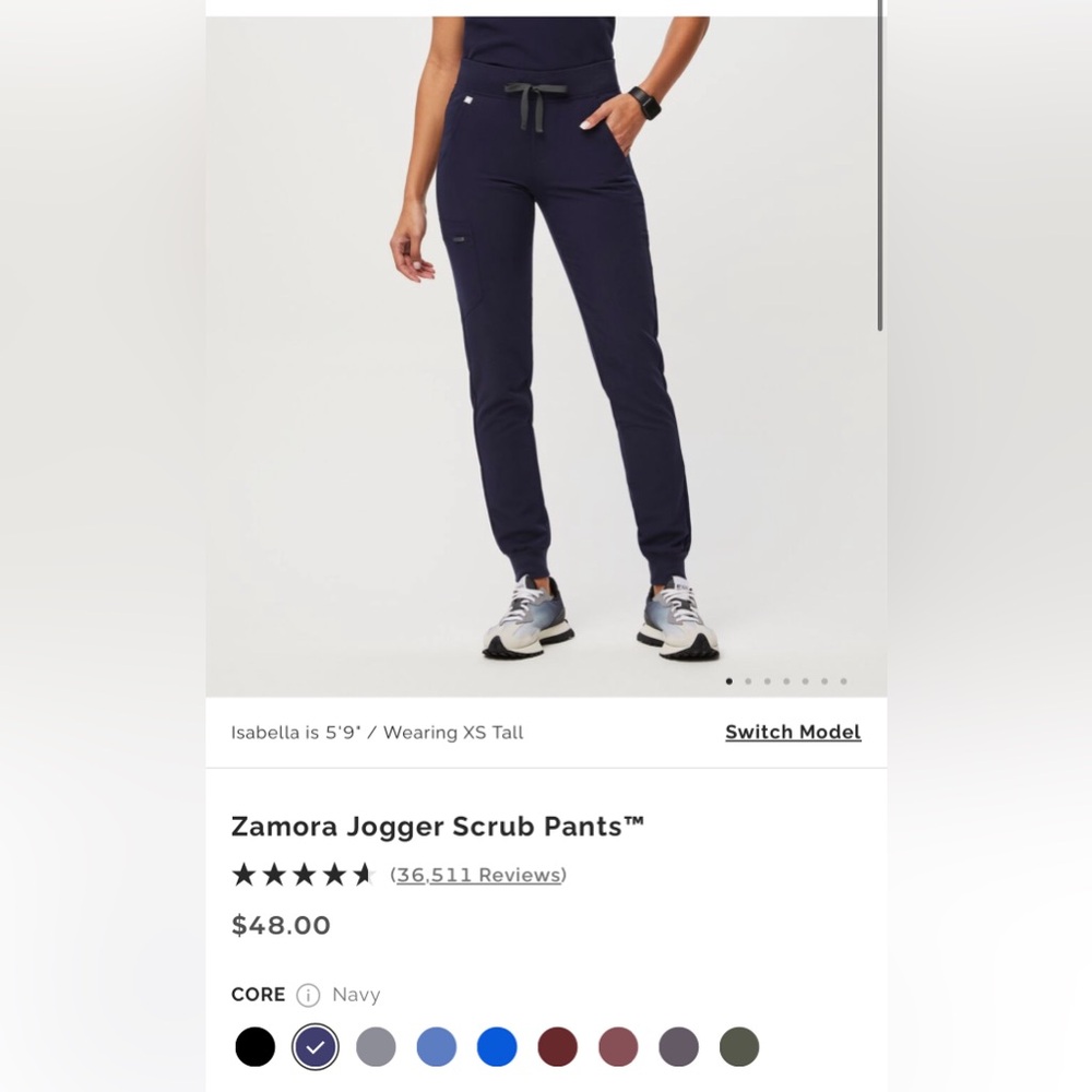 Figs scrub pants in tall medium navy blue